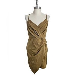 FAVLUX Olive Green Faux Wrap Strappy Dress | SZ L